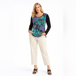 DOLCEZZA Vibrant Multicolor Long Sleeve Top NWT